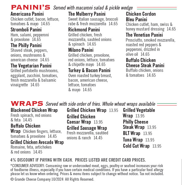 Panini's & Wraps