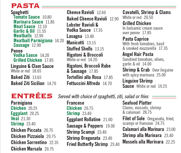 Pasta & Entrees 